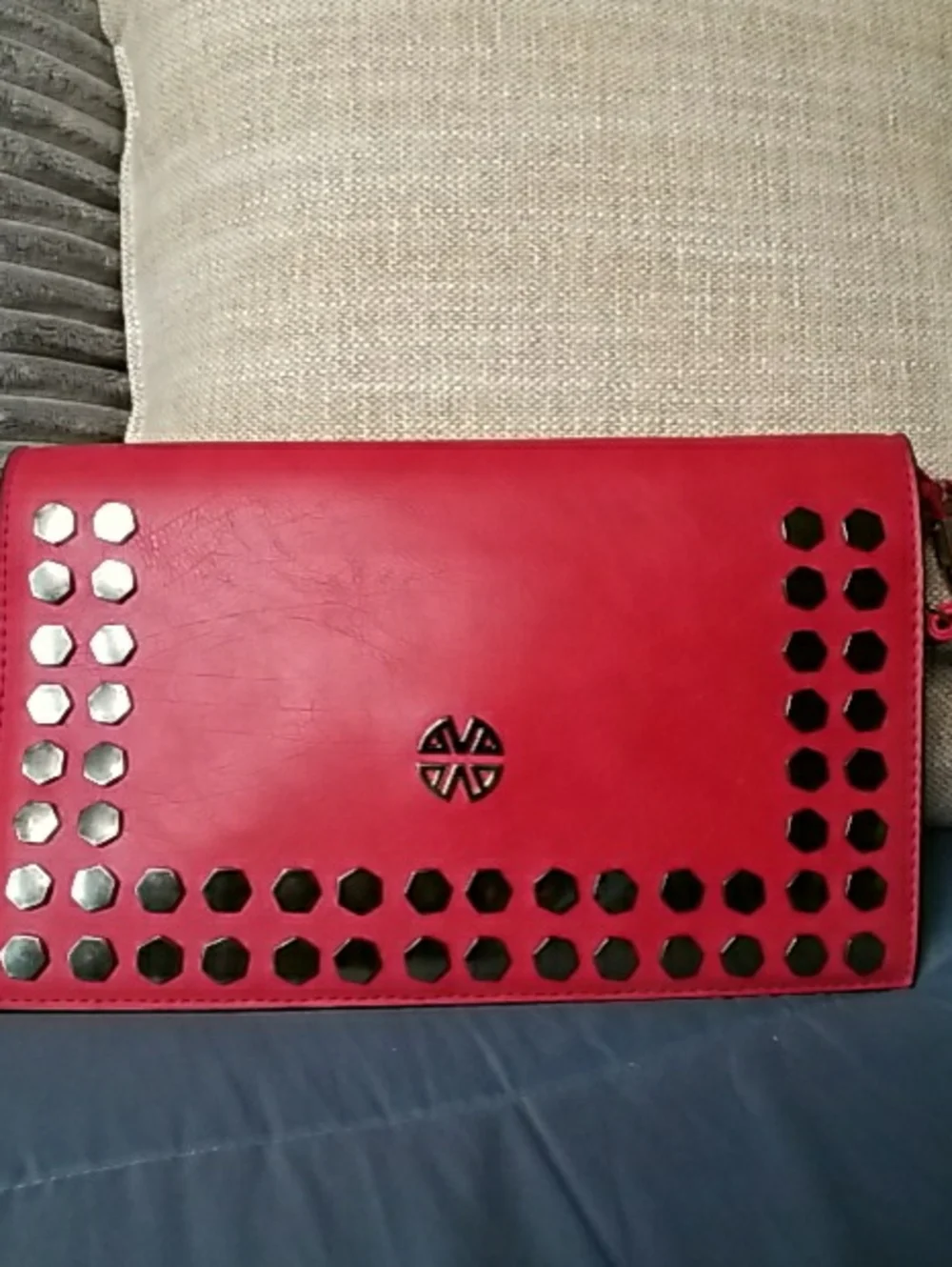 Macy's Red Studded Wristlet Clutch